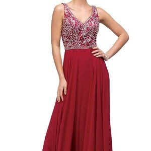 NWT Dancing Queen 9589 Polyester/Chiffon Evening Dress Lt Blue in Size S